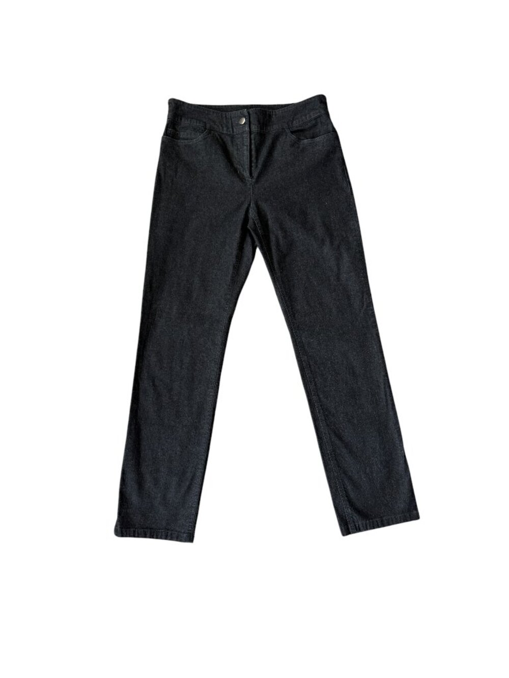 Eileen Fisher Petite women's black jeans stretchy button zip closure size PP